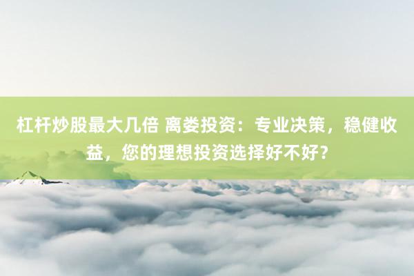 杠杆炒股最大几倍 离娄投资：专业决策，稳健收益，您的理想投资选择好不好？