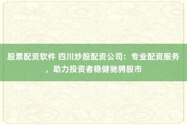 股票配资软件 四川炒股配资公司：专业配资服务，助力投资者稳健驰骋股市