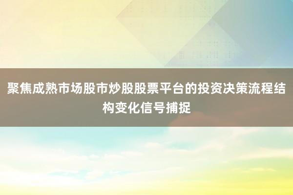 聚焦成熟市场股市炒股股票平台的投资决策流程结构变化信号捕捉