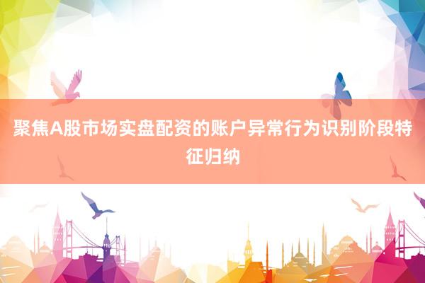 聚焦A股市场实盘配资的账户异常行为识别阶段特征归纳