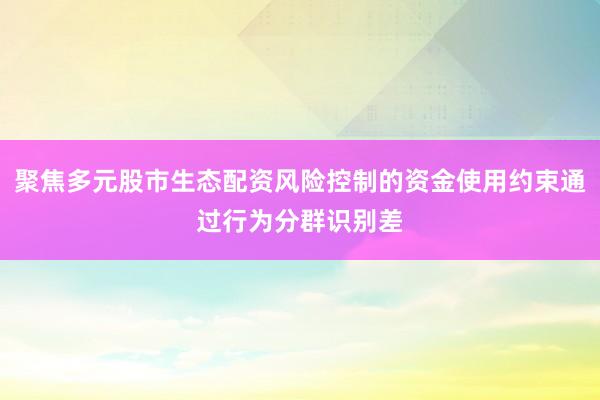 聚焦多元股市生态配资风险控制的资金使用约束通过行为分群识别差
