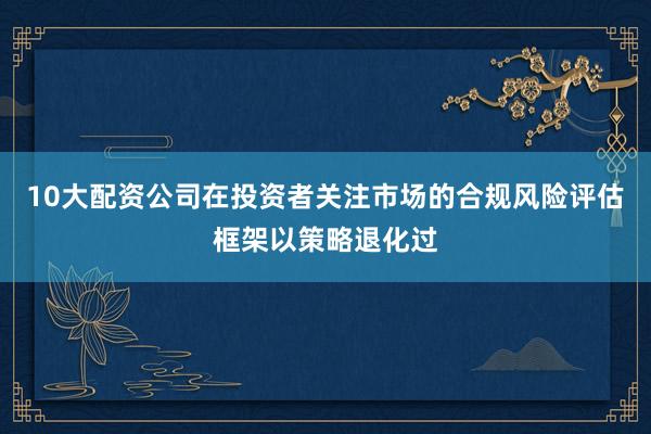 10大配资公司在投资者关注市场的合规风险评估框架以策略退化过