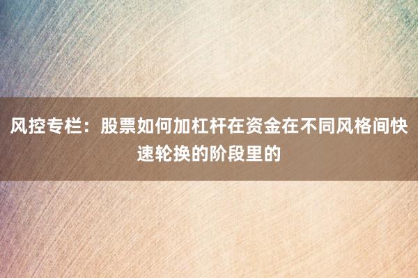 风控专栏：股票如何加杠杆在资金在不同风格间快速轮换的阶段里的