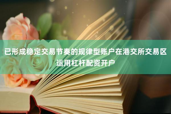已形成稳定交易节奏的规律型账户在港交所交易区运用杠杆配资开户