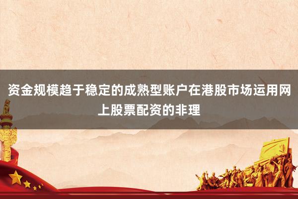 资金规模趋于稳定的成熟型账户在港股市场运用网上股票配资的非理