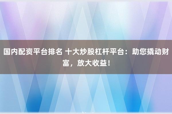 国内配资平台排名 十大炒股杠杆平台：助您撬动财富，放大收益！