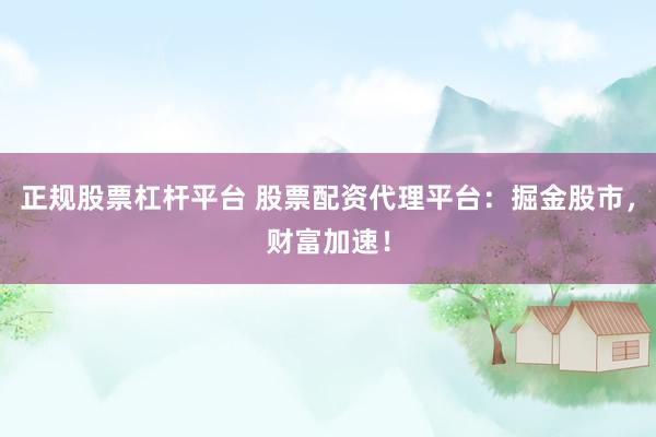 正规股票杠杆平台 股票配资代理平台：掘金股市，财富加速！