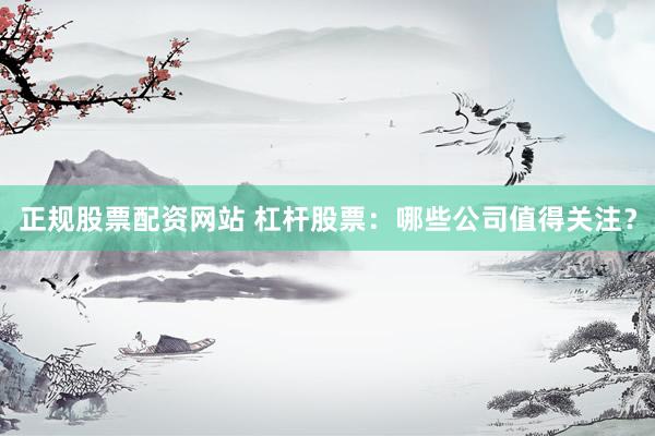 正规股票配资网站 杠杆股票：哪些公司值得关注？
